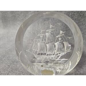 Vintage Acrylic Paperweight Russ and Berrie Co Sailing Ship Clipper Nautical